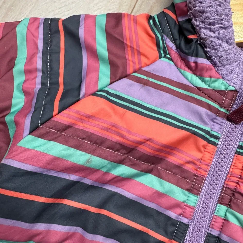 Patagonia Girls Toddler 2T?? Reversible Tribbles Hoody Jacket Sherpa Striped